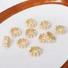 Accesorios de cobre chapados en oro de 14k, cuentas de concha dentada de doble capa, anillos deslizantes, cuentas espaciadoras, pulsera DIY, collar, accesorios de joyería
