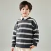 Suéter 100% Lã Infantil Meninos Meninas Gola Redonda Solto Pulôver Cor Retro Bloco de Cor Listras Malha Camada Base