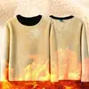 Suéter de hombre cálido con forro polar de cachemira grueso para otoño e invierno, nueva camisa base a prueba de frío, cuello redondo, talla grande, combina con todo.