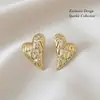 Diseño Nicho 2026 Nuevo Estilo Aretes de Corazón Cobre Chapado en Oro Diamante Incrustado Estilo de Diseño de Personalidad Nicho Aretes para Mujer
