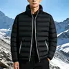 Chaqueta de Algodón Fina con Cuello Alto para Hombre de Otoño e Invierno Ropa de Algodón Acolchada con Rayas Horizontales Simples Chaqueta de Algodón para Hombre para Viajes al Aire Libre Fuente de Suministro Transfronteriza