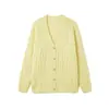 Chegada Nova Outono/Inverno 2026 Cardigan Espesso Escovado Costela Vertical Solto Gola V Lã Cashmere Seda Fleece Escovado Suéter