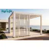 Pérgola de aleación de aluminio con lamas verticales tipo ala, con pantalla de lamas eléctricas sellada impermeable para sombra exterior y funciones inteligentes.