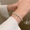 Pulsera de perlas de plata de ley S925 para mujer, pulsera simple y linda con un diseño delicado y lindo, accesorio de joyería de alta gama