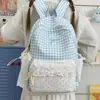 Mochila Delicada Rosa Pêssego com Bolinhas e Renda, Mochila Fofa de Alto Valor para Passeios de Férias de Alunos do Ensino Fundamental