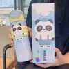 Nuevo Vaso Aislado Panda para Doble Bebida de Gran Capacidad con Popote Acero Inoxidable 316 Taza Portátil con Cuerda Estilo Portátil
