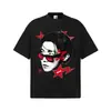 Camiseta de manga curta com estampa direta de K-pop do BTS, com gola pequena, corte solto, tecido de algodão puro pesado, estilo moderno unissex