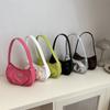 Bolso Plateado de Textura Única para Mujer, Nuevo Modelo de Verano 2026, Bolso de Media Luna Plegado de Alta Gama para Debajo del Brazo