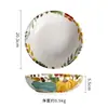 Plato Cerámico Profundo Creativo Pintado a Mano Redondo de 8 Pulgadas Plato para Sopa Casero Tazón para Ensalada Pasta Bajo Esmalte Personalizado