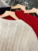 Grande Promoção [Estoque Pronto] Suéter Warren" Fio Importado Personalizado Tricotado e Tingido com Punhos e Suéter de Tricô Cable com Mohair Jovem