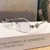 Nueva Serie de Joyería para Gafas Gm 2025 Gafas Planas Sin Marco Poligonales para Mujer con Monturas de Alta Gama Incrustadas de Diamantes y Protección contra la Luz Azul
