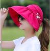 Sombrero Huai Heng Sombrero de Sol para Mujer Verano Anti-ultravioleta Ala Grande Protección Solar Plegable Sombrero Fresco Parte Superior Vacía Sombrero de Perlas de Ala Grande