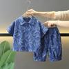 Conjunto de Verano 2026 para Niños 8100 Nueva Moda Ropa de Verano para Niños Jacquard Manga Corta Celebridad de Internet para Niños Conjunto de Dos Piezas Moderno
