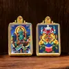 Tangka pintado a mano Zaki Lamu Manjushri Tara Verde Buda de la Medicina Vida Pasada y Presente Imagen Personalizable Colgante de Tangka Frotado Estilo Tíbet