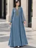 Ropa Nueva para Mujer Transfronteriza Vestido Túnica Larga Bordado Bordado Bordado con Cuentas Perforación en Caliente Festival Vestido Formal Fábrica Comercio Exterior Venta al por Mayor