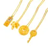 Collar con Colgante de Llave Flor de Lirio Chapado en Oro de Lujo para Mujer con Diseño de Ginkgo y Dios Amarillo de la Riqueza, Mismo Estilo que la Tienda de Oro Puzuo