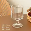 Copo de Vidro de Alto Valor com Listras Verticais, Taça Alta para Uso Doméstico, Adequado para Bebidas, Suco, Água, Café e Vinho com Senso de Design