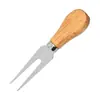 Cuchillo y tenedor para queso de acero inoxidable de cuatro piezas con mango de madera, pala para hornear pizza y pastel, cuchillo para queso y crema, al por mayor en stock