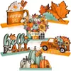 Decorações Populares de Mesa de Ação de Graças da Amazon, Decorações de Madeira Retrô de Outono para Casa e Escritório