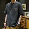 Camiseta de manga corta transfronteriza de peso pesado para hombre, corte holgado, talla grande, marca de moda, nuevo estilo verano 2026, ropa de algodón puro para hombre