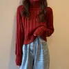 Suéter Básico de Cuello Alto Transfronterizo para Mujer, Nuevo Top Corto de Punto Grueso para Otoño e Invierno para Figuras Petite