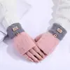 Guantes de Medio Dedo Abatibles Transfronterizos para Protección contra el Frío Ciclismo Guantes Tejidos Táctiles Lana de Alpaca Guantes de Lana Cálidos Venta al por Mayor