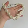 Colar Tecido Retrô Francês para Mulheres Design de Nicho Senso de Temperamento Corrente para Clavícula Acessório de Pescoço Versátil