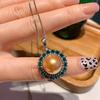 Aretes de Perla Fritillary Australiana Esmeralda Viva para Mujer Pendientes Elegantes Retro Europeos y Americanos Pendientes Fritillary Venta al por Mayor