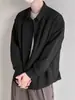 Camisa Larga de Color Sólido Holgada Estilo Coreano para Hombre 2025 Primavera y Otoño Moderna Elegante Camisa sin Arrugas