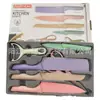 Conjunto de Seis Peças de Faca de Bainha de Palha de Trigo em Aço Inoxidável Conjunto de Seis Peças de Faca de Bainha Cor Macaron Conjunto de Seis Peças de Facas de Cozinha Faca Pintada por Spray Conjunto de Seis Peças