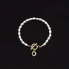En Stock Huevo de Vidrio Hecho a Mano con Perlas Artificiales Anillo Ot de Acero Inoxidable Pulsera con Letras Iniciales Pulsera con 26 Letras Iniciales