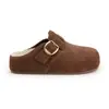 Zapatos Birkenstock para mujer del mismo estilo que Uva Mamá, con tacón oculto de 4 cm, suela gruesa, versátiles, forrados de felpa, punta cerrada, sin cordones, pantuflas medias peludas
