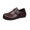 Sapatos Femininos Birkenstock 2026 Novo Retro Versátil Feio Bonito Planos Casuais Sola Macia Couro Fosco Mocassins Slip-ons