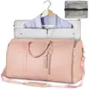 Em estoque nova grande de viagem portátil dobrável para roupas femininas, bolsa de bagagem, bolsa para fitness ao ar livre, armazenamento multifuncional para pernoite