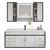 Gabinete de pared inteligente para baño, juego de gabinete para lavabo, combinación para espacios pequeños, juego de gabinete con lavabo de cerámica integrado