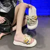Pantuflas de Tira Estilo Princesa de Dibujos Animados Plataforma Suela Gruesa Zapatillas que Aumentan la Altura Verano 2025 Nuevas Sandalias Versátiles para Usar Afuera