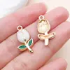 20 Estilos de Colgantes de Aleación con Forma de Flor de Tulipán Corazón con Goteo de Aceite Blanco para DIY Collares Pulseras Llaveros Accesorios de Joyería