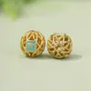 Arena de retención de color oro azul ardiente cloisonné flor hueca bola de polvo pétalos de loto cuentas redondas diy tejido a mano joyería