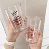 Taza de Vidrio con Estampado de Letras Francesas Estilo Blogger Coreano y Japonés Taza para Desayuno en Casa Taza para Té con Leche Taza para Café Taza con Boca Invertida