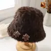 Chapéu de Pescador Feminino Outono e Inverno Novo Estilo Desenho Animado Ragdoll Moda Rosto Exposto Pequeno Chapéu de Bacia Recheado Chapéu Quente à Prova de Frio
