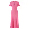 Vestido largo de punto jacquard de manga corta y cuello redondo para mujer, corte entallado, de un solo pecho, estilo europeo y americano