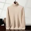Suéter de Cachemira para Hombre Cuello Alto Base Clásico Versátil Color Sólido Suéter Pulóver Otoño e Invierno Nuevo Camisa Base de Manga Larga