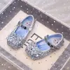 Zapatos de princesa con pedrería para niñas de 3 a 6 años, nueva colección de otoño, merceditas brillantes estilo princesa, zapatos de piel para niños con suelas blandas, zapatos de actuación