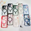 Funda Magnética de Acrílico Escarchado con Agujero Grande para Teléfono para Samsung S26, Adecuada para S25Ultra, con Bordes de Colores y Marco de Espejo Grande Funda Magnética