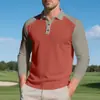 Camisa Polo Casual de Manga Larga con Bloques de Color Holgada Estilo Americano para Hombre, para Comercio Exterior Transfronterizo