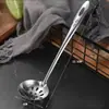 Cuchara para Sopa y Espumadera de Acero Inoxidable Espesado 304, Tamaños Grande y Pequeño, para Servir Sopa y Gachas, Cuchara de Mango Largo para Cocina Casera y Espumadera para Fondue