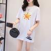 D143 Camiseta de Largo Medio Rota para Mujer Verano 2025 Nueva de Manga Corta Ins Trendy Estilo Coreano Suelta Manga Media Top Camiseta