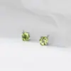 Pendientes de botón redondos de plata de ley S925 Nalan con peridoto, diseño elegante y moderno para el trabajo, pendientes estilo bosque M08004