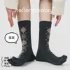 Calcetines Casuales de Punto Otoño-Invierno con Patrón de Diamantes y Dedos Separados, Calcetines de Algodón de Caña Media sin Costuras de Dos Dedos Estilo Universitario Británico para Mujer, Tabi