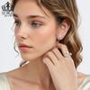 Evelle Spring - Pendientes y anillos de plata de ley 925 con textura esmerilada y flores para mujer